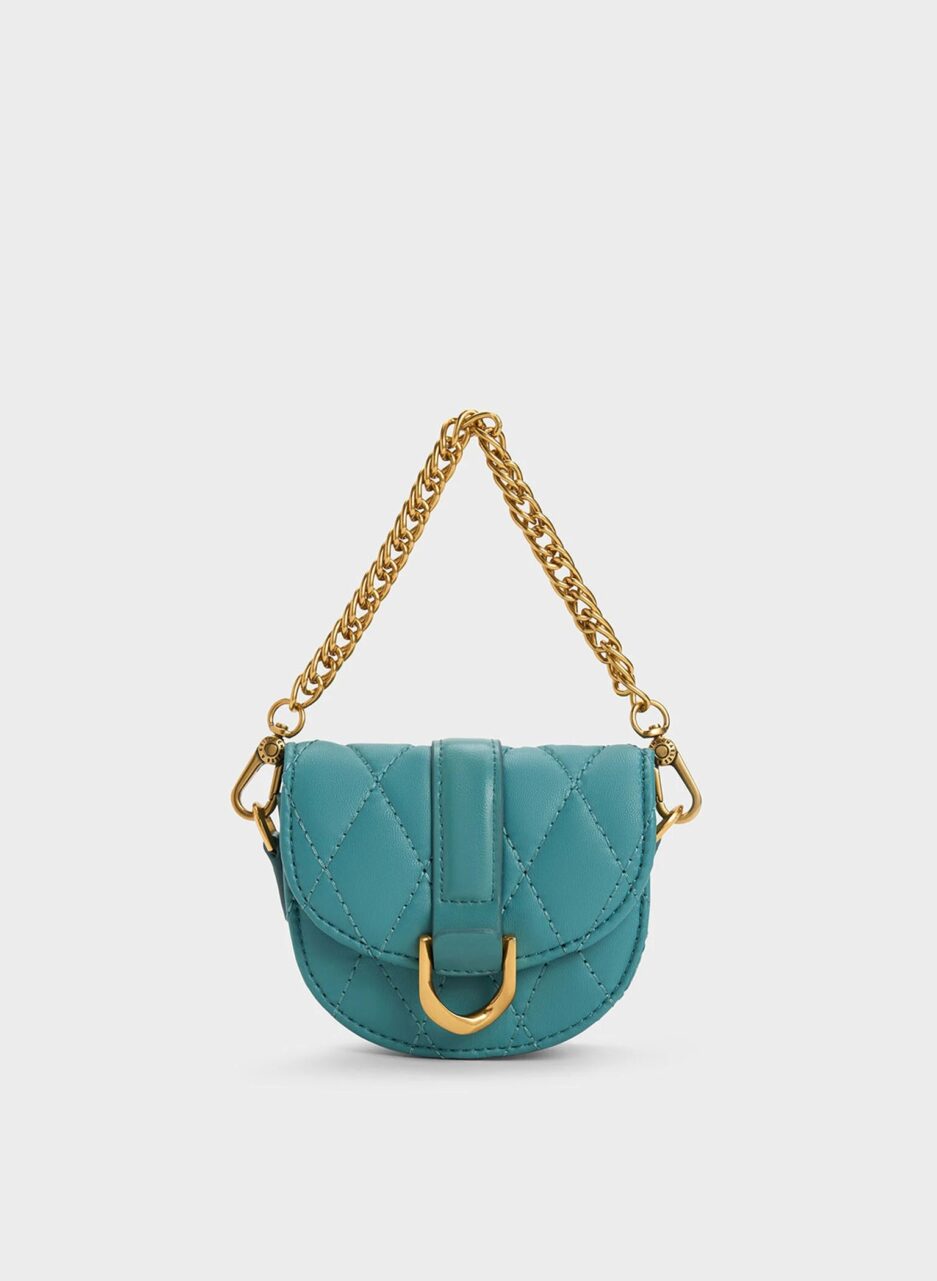 Micro Gabine Quilted Saddle Bag - Teal