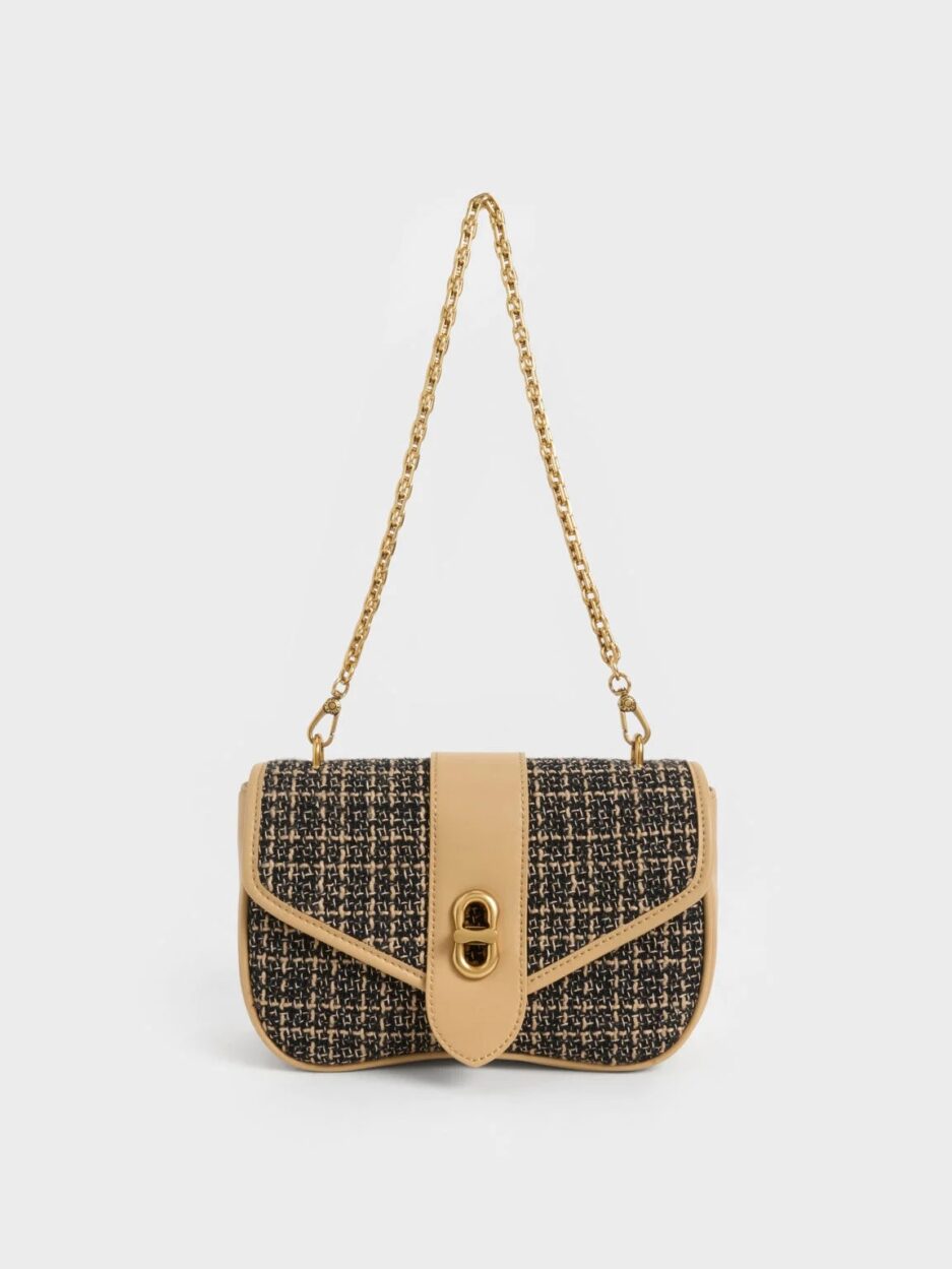 Aubrielle Tweed Panelled Crossbody Bag - Multi