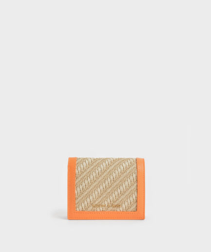Snap Button Mini Short Wallet - Orange