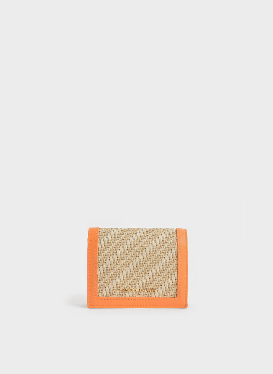 Snap Button Mini Short Wallet - Orange