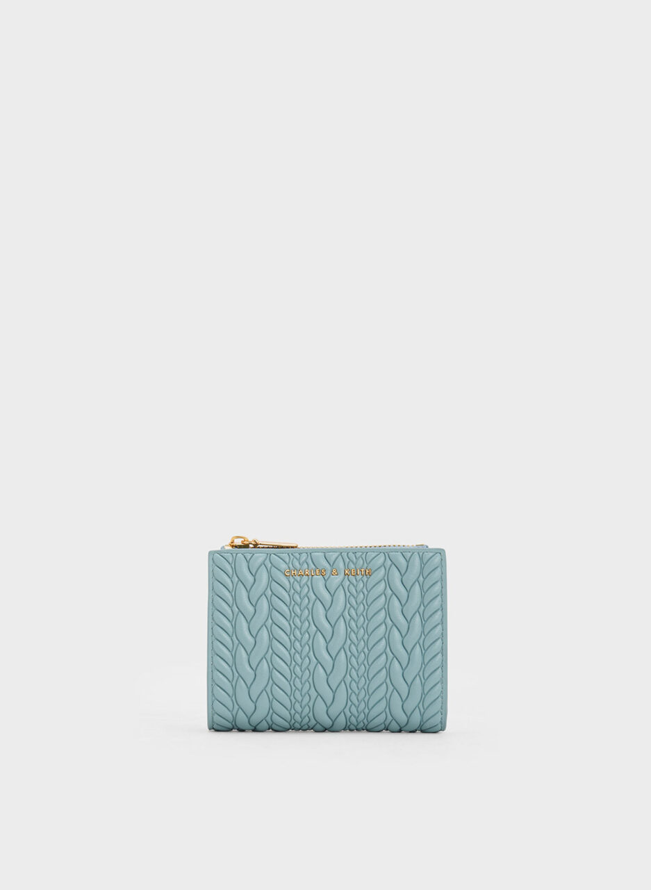 Apolline Textured Top-Zip Wallet - Slate Blue