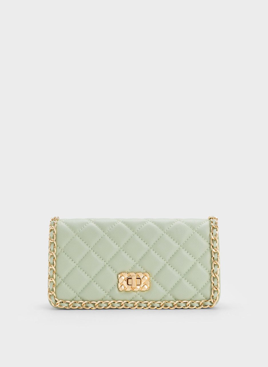Micaela Quilted Long Wallet - Green