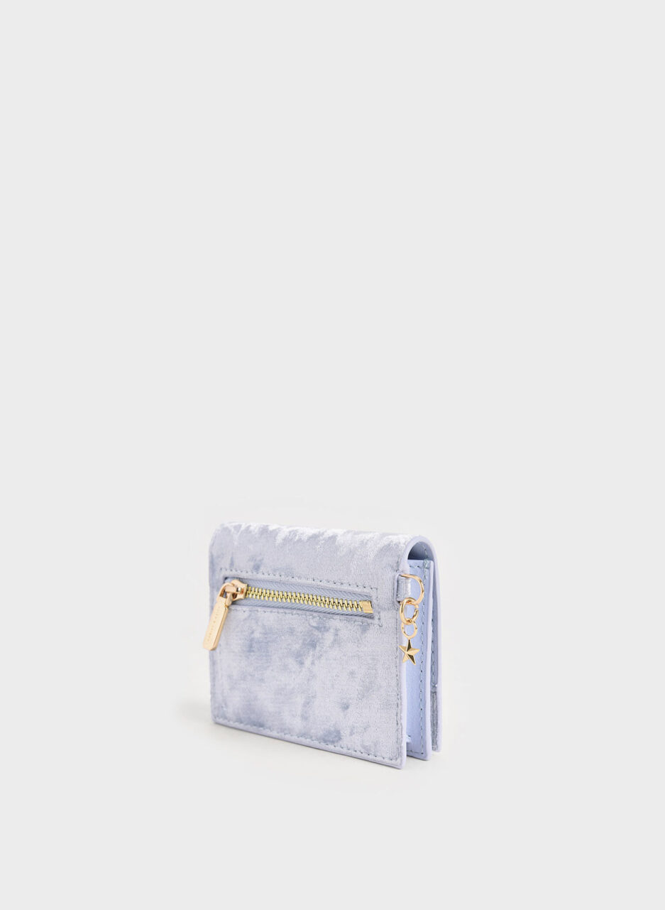 Velvet Embellished Card Holder - Light Blue - 图片 2