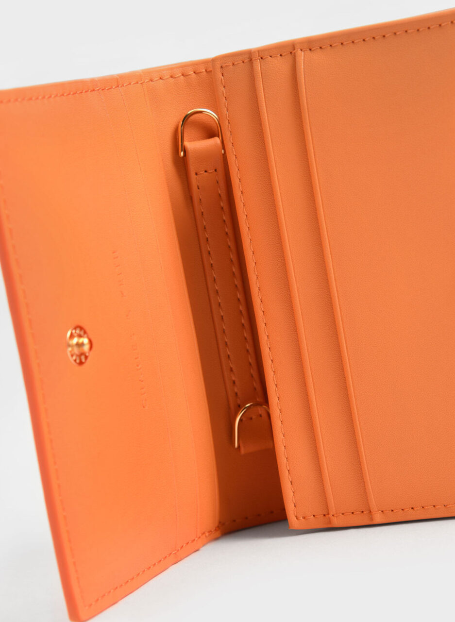 Snap Button Mini Short Wallet - Orange - 图片 2