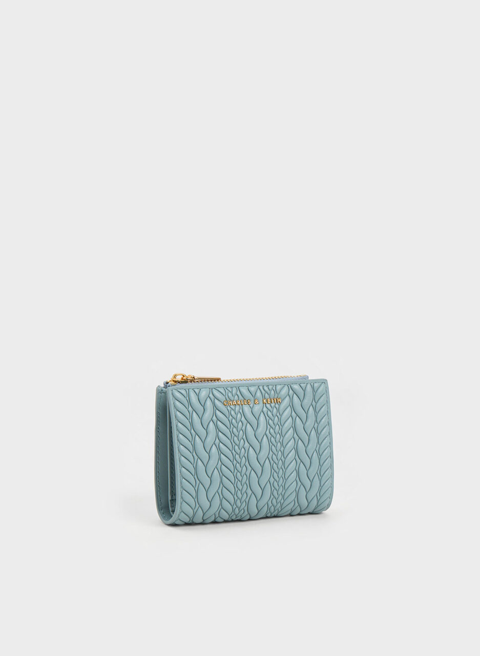 Apolline Textured Top-Zip Wallet - Slate Blue - 图片 2