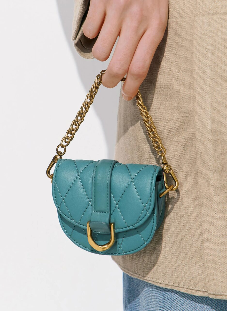 Micro Gabine Quilted Saddle Bag - Teal - 图片 3