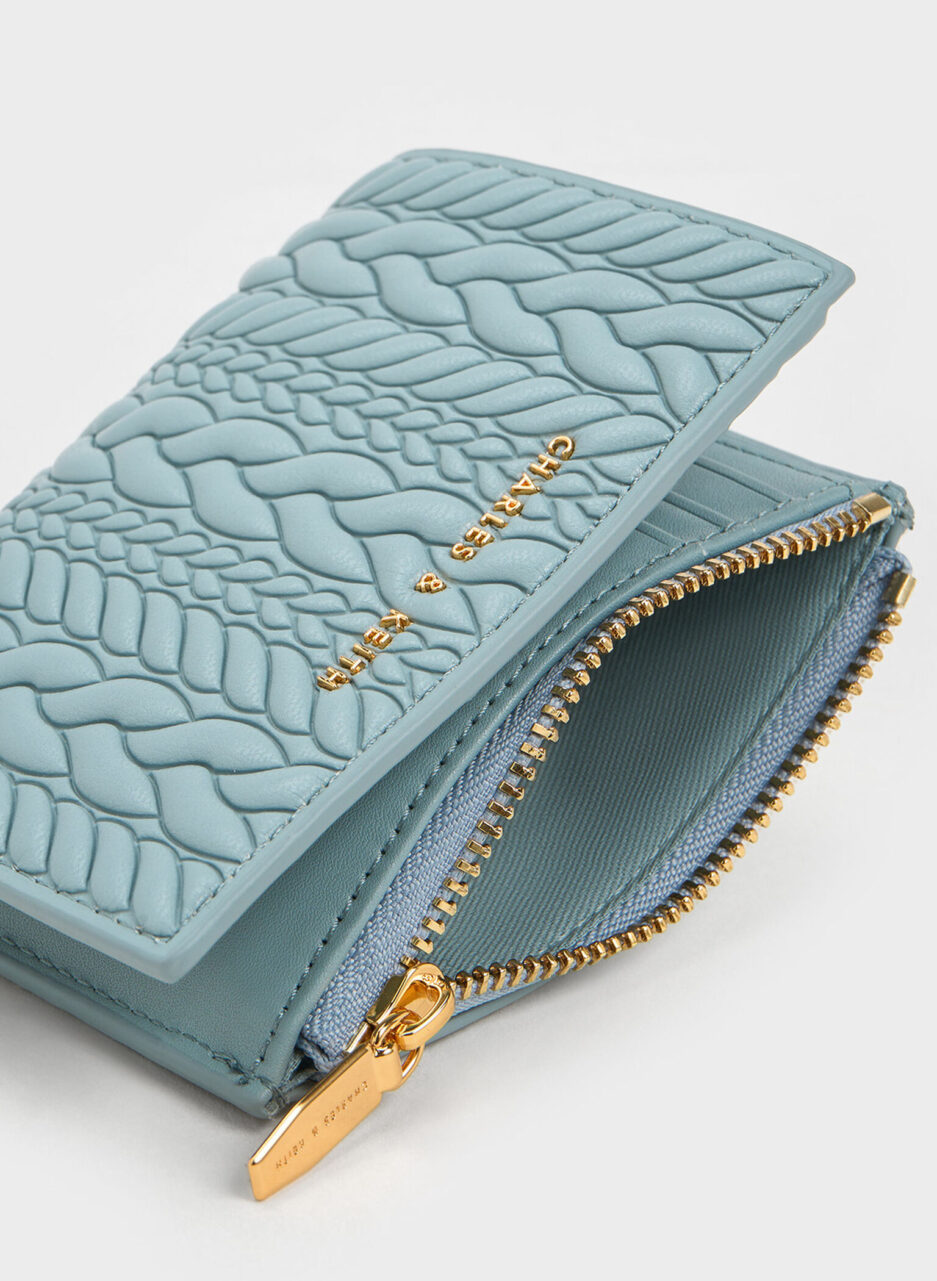 Apolline Textured Top-Zip Wallet - Slate Blue - 图片 3