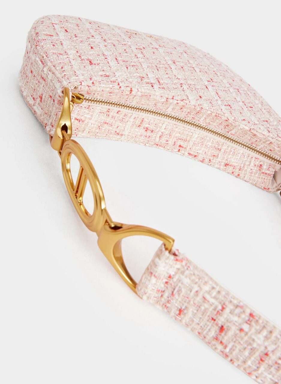 Tweed Asymmetrical Shoulder Bag - Cream - 图片 3