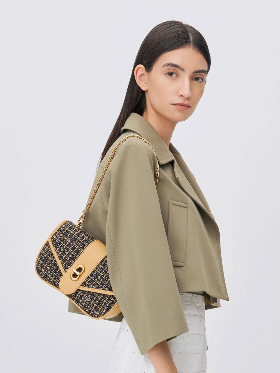 Aubrielle Tweed Panelled Crossbody Bag - Multi - 图片 2