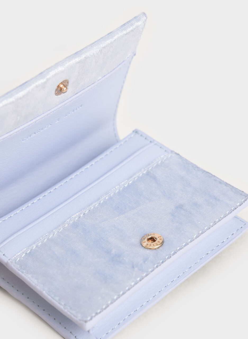 Velvet Embellished Card Holder - Light Blue - 图片 4