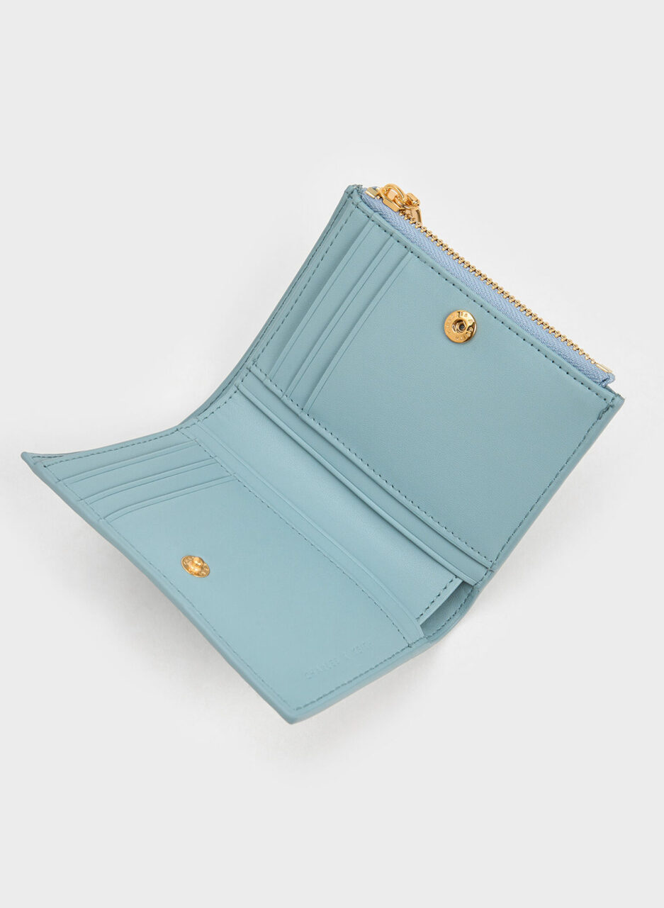 Apolline Textured Top-Zip Wallet - Slate Blue - 图片 4