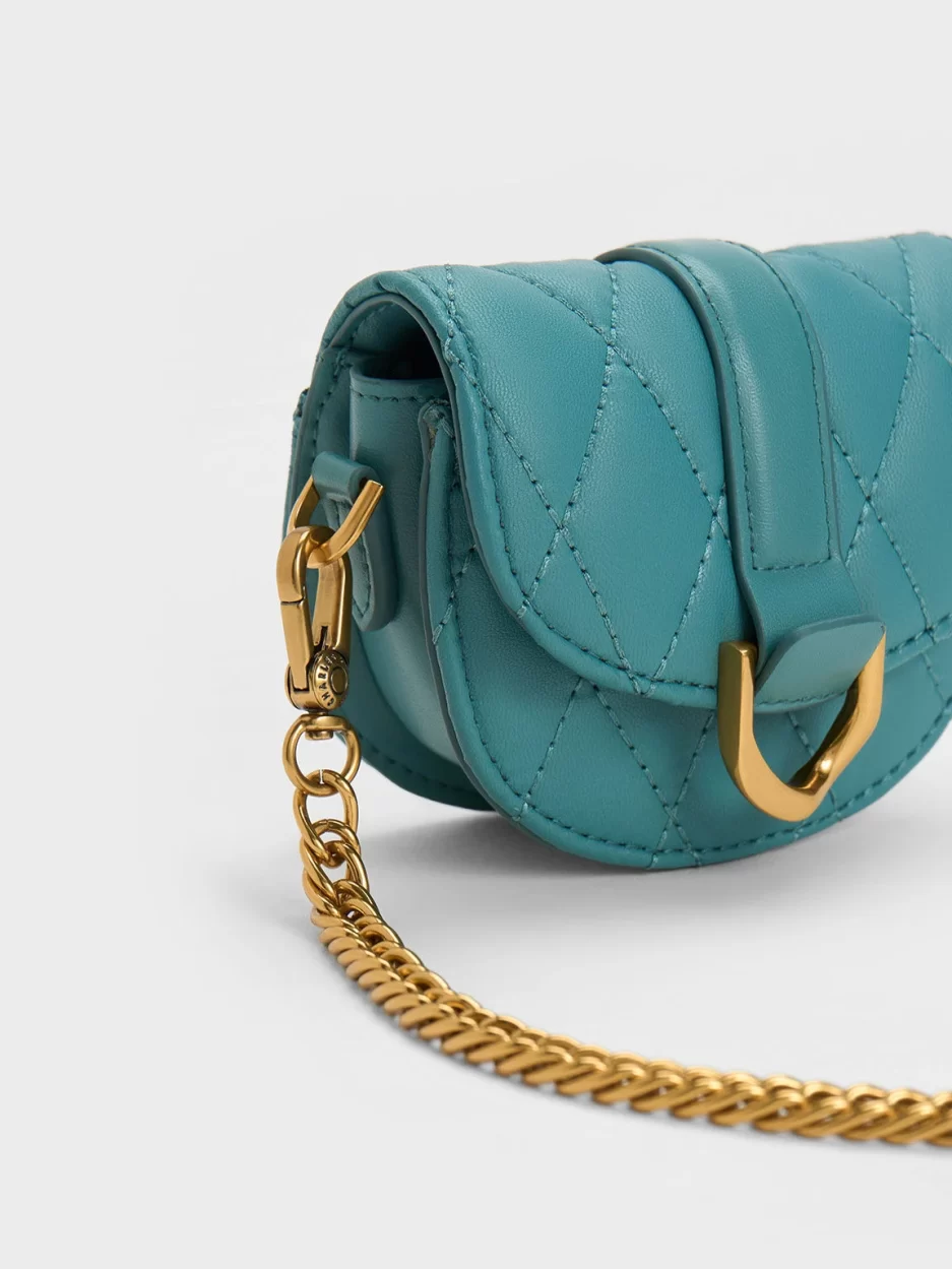 Micro Gabine Quilted Saddle Bag - Teal - 图片 4