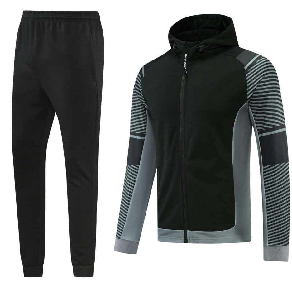 Black & Grey Training Tracksuit Set - Style D (S-2XL)